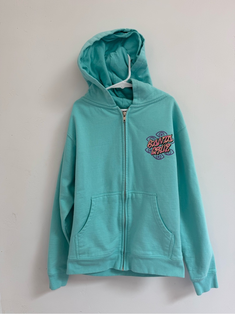 Santa Cruz Skateboards Aqua Zip Hoodie with Chest Graphic